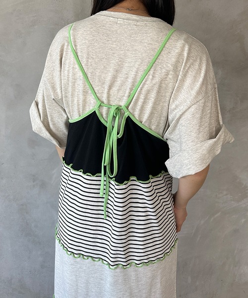 kutir（クティール）の「【セット着用可能】配色切り替えメローキャミワンピース（ワンピース・レディース・カーキ/杢グレー/ブルー・FREE）」の7枚目の写真