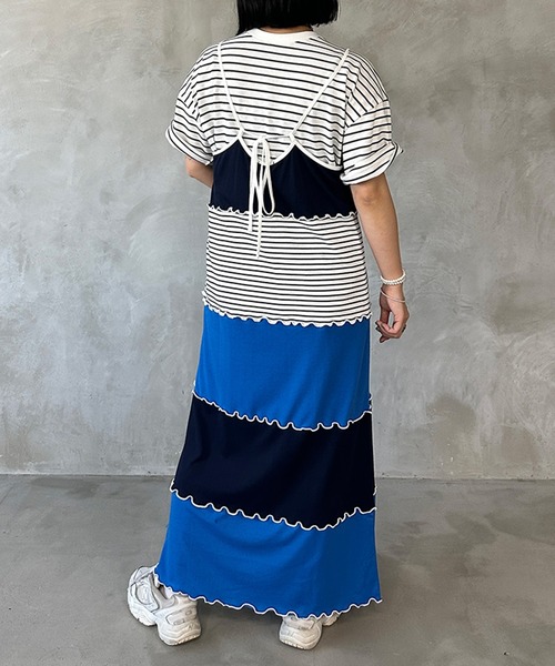 kutir（クティール）の「【セット着用可能】配色切り替えメローキャミワンピース（ワンピース・レディース・カーキ/杢グレー/ブルー・FREE）」の22枚目の写真