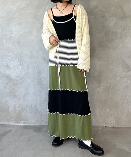 kutir（クティール）の「【セット着用可能】配色切り替えメローキャミワンピース（ワンピース・レディース・カーキ/杢グレー/ブルー・FREE）」の14枚目の写真