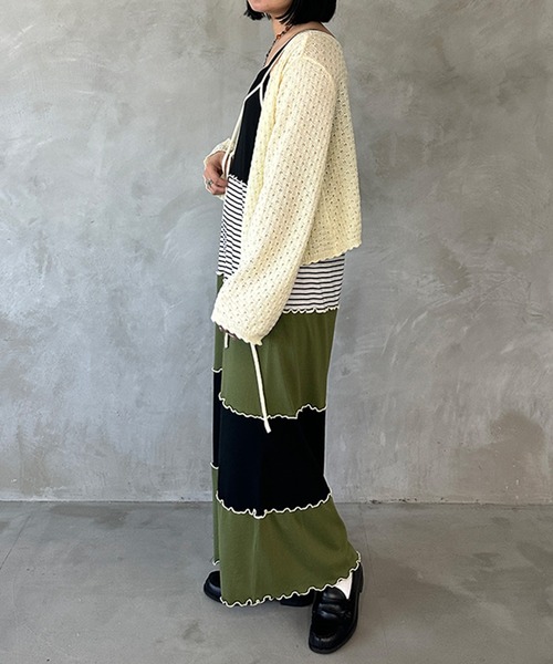 kutir（クティール）の「【セット着用可能】配色切り替えメローキャミワンピース（ワンピース・レディース・カーキ/杢グレー/ブルー・FREE）」の15枚目の写真