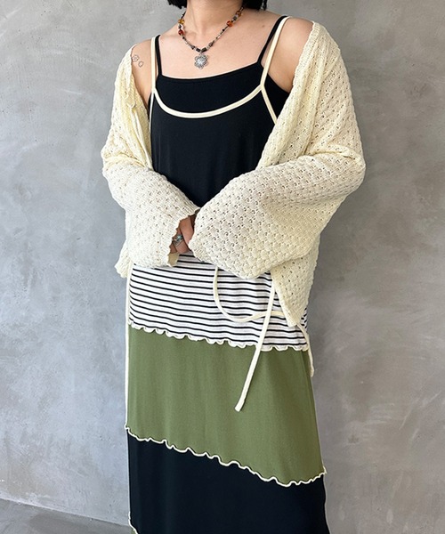 kutir（クティール）の「【セット着用可能】配色切り替えメローキャミワンピース（ワンピース・レディース・カーキ/杢グレー/ブルー・FREE）」の18枚目の写真