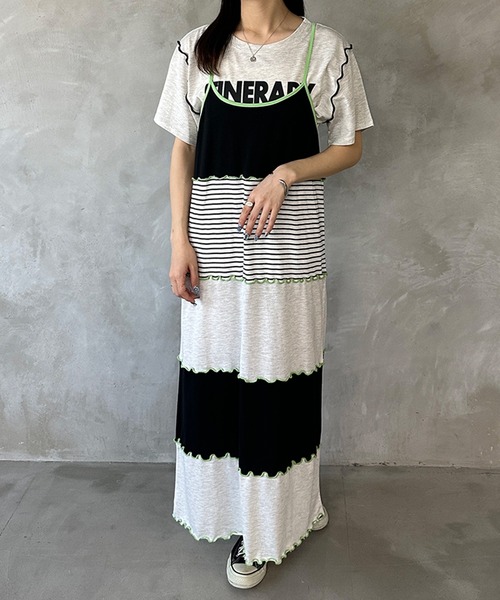 kutir（クティール）の「【セット着用可能】配色切り替えメローキャミワンピース（ワンピース・レディース・カーキ/杢グレー/ブルー・FREE）」の8枚目の写真