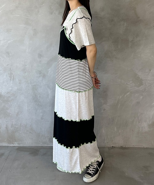 kutir（クティール）の「【セット着用可能】配色切り替えメローキャミワンピース（ワンピース・レディース・カーキ/杢グレー/ブルー・FREE）」の9枚目の写真