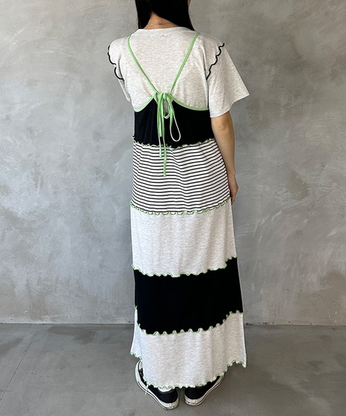 kutir（クティール）の「【セット着用可能】配色切り替えメローキャミワンピース（ワンピース・レディース・カーキ/杢グレー/ブルー・FREE）」の10枚目の写真