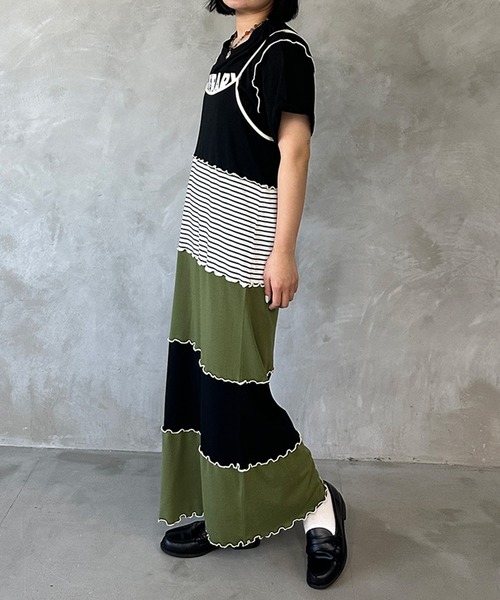 kutir（クティール）の「【セット着用可能】配色切り替えメローキャミワンピース（ワンピース・レディース・カーキ/杢グレー/ブルー・FREE）」の12枚目の写真