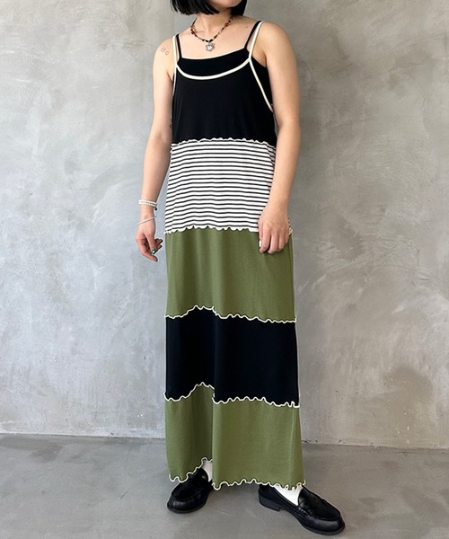 kutir（クティール）の「【セット着用可能】配色切り替えメローキャミワンピース（ワンピース・レディース・カーキ/杢グレー/ブルー・FREE）」の19枚目の写真