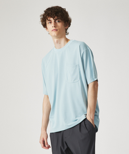 ABAHOUSE(アバハウス)の「【ドライタッチ 】ヘムラウンド 半袖 Tシャツ(Tシャツ/カットソー・メンズ・ライトブルー/チャコールグレー/ホワイト/ネイビー・48/46/44)」の3枚目の写真