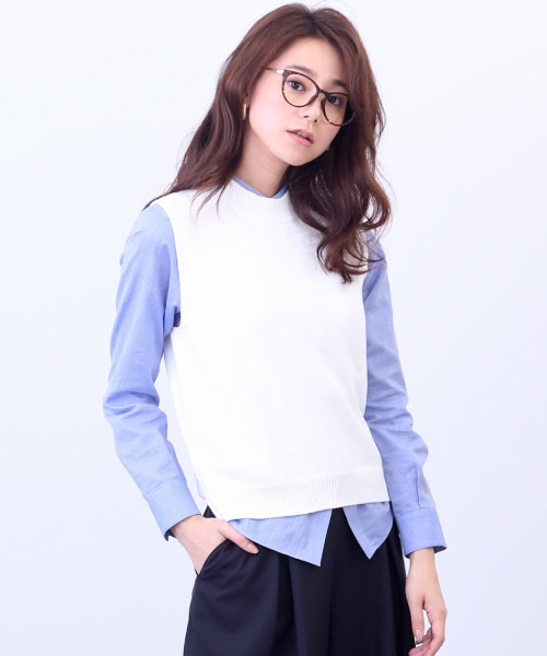 Rouge vif（ルージュヴィフ）の「ニットベスト（ニット/セーター・レディース・ネイビー/ホワイト/グレー・FREE）」の2枚目の写真