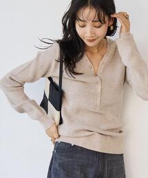 coen | サーマルVネックニットプルオーバー(ニット/セーター)