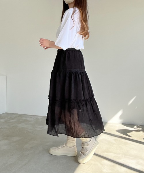 Nana(ナナ)の「ティアードスカート(スカート・レディース・ホワイト/ブラック・FREE)」の4枚目の写真