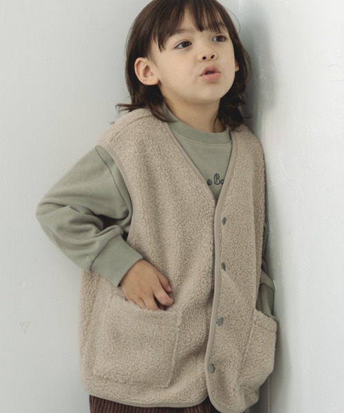 pairmanon（ペアマノン）の「【ママとおそろい】シープボア ベスト（ベスト・キッズ・モカ/ブラック/アイボリー・110/100/130/120/90/140/150）」の3枚目の写真