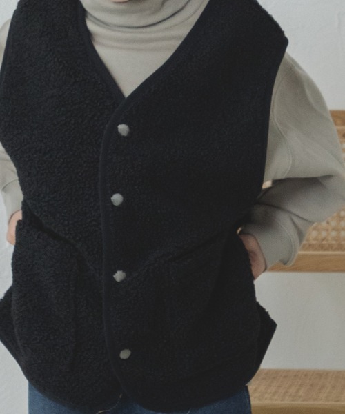 pairmanon（ペアマノン）の「【ママとおそろい】シープボア ベスト（ベスト・キッズ・モカ/ブラック/アイボリー・110/100/130/120/90/140/150）」の6枚目の写真