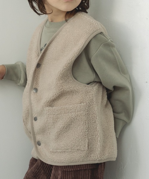 pairmanon（ペアマノン）の「【ママとおそろい】シープボア ベスト（ベスト・キッズ・モカ/ブラック/アイボリー・110/100/130/120/90/140/150）」の8枚目の写真