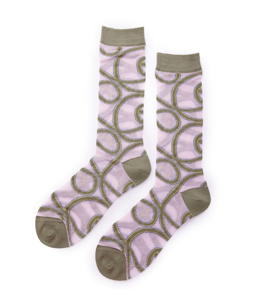 JNBY（ジェーエヌビーワイ）の「Art-pattern Nylon Socks（ソックス/靴下・レディース・ベージュ/グリーン/ブラック・ONE SIZE）」の2枚目の写真