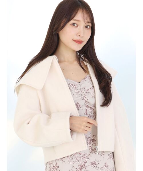 MERCURYDUO（マーキュリーデュオ）の「2WAYビッグカラーショートコート（その他アウター・レディース・アイボリー/ブラック・MEDIUM/SMALL）」の7枚目の写真