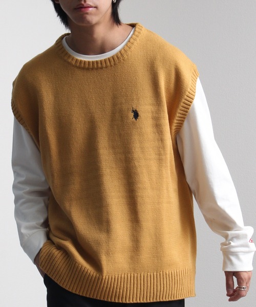 U.S. POLO ASSN.（ユーエスポロアッスン）の「【U.S. POLO ASSN./ユーエスポロアッスン】ワンポイント刺繍 クルーニットベスト（ベスト・メンズ・ブラック/ベージュ/アイボリー/グリーン/ネイビー/イエロー系その他・LL/M/L）」の6枚目の写真