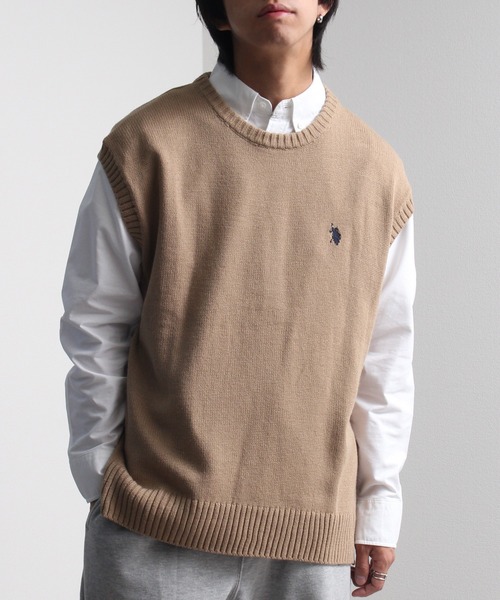 U.S. POLO ASSN.（ユーエスポロアッスン）の「【U.S. POLO ASSN./ユーエスポロアッスン】ワンポイント刺繍 クルーニットベスト（ベスト・メンズ・ブラック/ベージュ/アイボリー/グリーン/ネイビー/イエロー系その他・LL/M/L）」の12枚目の写真
