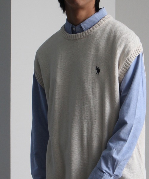 U.S. POLO ASSN.（ユーエスポロアッスン）の「【U.S. POLO ASSN./ユーエスポロアッスン】ワンポイント刺繍 クルーニットベスト（ベスト・メンズ・ブラック/ベージュ/アイボリー/グリーン/ネイビー/イエロー系その他・LL/M/L）」の15枚目の写真