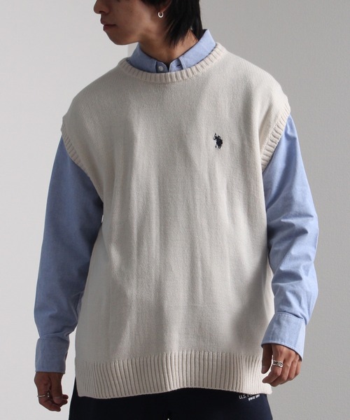 U.S. POLO ASSN.（ユーエスポロアッスン）の「【U.S. POLO ASSN./ユーエスポロアッスン】ワンポイント刺繍 クルーニットベスト（ベスト・メンズ・ブラック/ベージュ/アイボリー/グリーン/ネイビー/イエロー系その他・LL/M/L）」の14枚目の写真