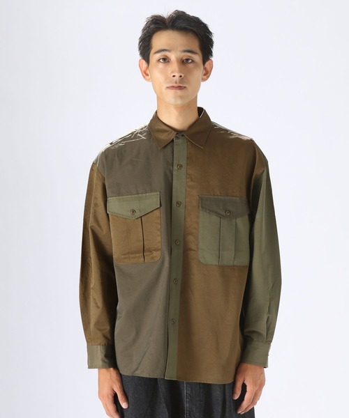 niko and（ニコアンド）の「[UNSTUDIED]アーミーパッチワークシャツ