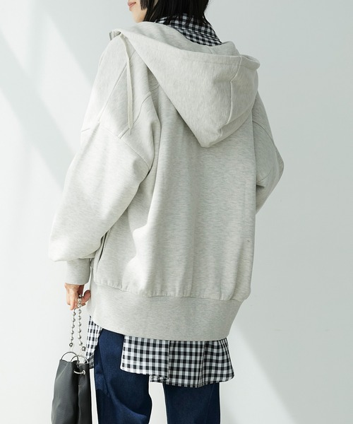 Chaco closet（チャコ クローゼット）の「裏起毛オーバーサイズジップアップフーディー（パーカー・レディース・ネイビー/アイボリー/オートミール/グリーン/ブラック・FREE）」の18枚目の写真