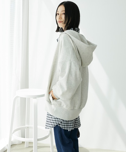 Chaco closet（チャコ クローゼット）の「裏起毛オーバーサイズジップアップフーディー（パーカー・レディース・ネイビー/アイボリー/オートミール/グリーン/ブラック・FREE）」の22枚目の写真