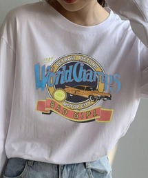 BASQUE magenta | ヴィンテージカーロゴデザインビッグシルエットロンT(Tシャツ/カットソー)