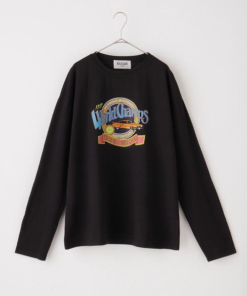 BASQUE magenta（バスクマゼンタ）の「ヴィンテージカーロゴデザインビッグシルエットロンT（Tシャツ/カットソー・レディース・ホワイト/ブラック・FREE）」の15枚目の写真