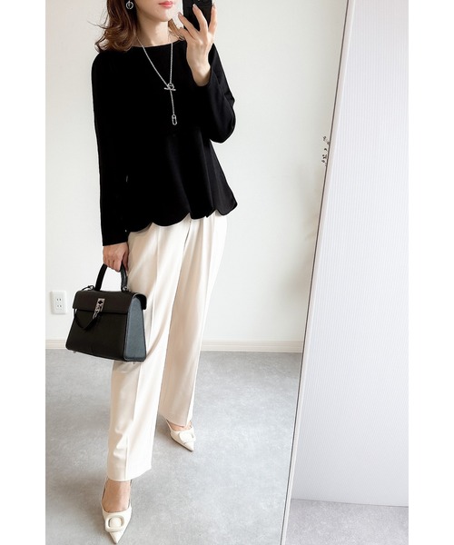 &. NOSTALGIA（アンドドットノスタルジア）の「【ZOZO限定】スカラップペプラムトップス（Tシャツ/カットソー・レディース・ブラック/アイボリー・FREE）」の15枚目の写真