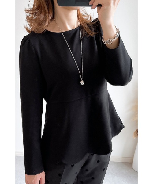 &. NOSTALGIA（アンドドットノスタルジア）の「【ZOZO限定】スカラップペプラムトップス（Tシャツ/カットソー・レディース・ブラック/アイボリー・FREE）」の22枚目の写真