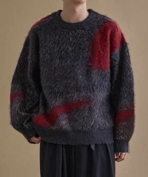 epnok(エプノック)の「アブストラクトルーズニット(ニット/セーター・メンズ・ネイビー/ブラック/ブラウン/カーキ/ライトブルー/グレー/アッシュブラウン/レッド/ピンク系1/ブラック系1/グレー系1/ベージュ/ライトグレー・SMALL/MEDIUM/LARGE)」の3枚目の写真