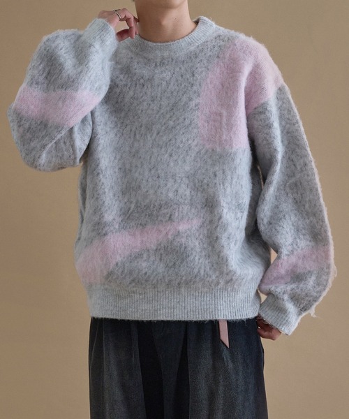 epnok(エプノック)の「アブストラクトルーズニット(ニット/セーター・メンズ・ネイビー/ブラック/ブラウン/カーキ/ライトブルー/グレー/アッシュブラウン/レッド/ピンク系1/ブラック系1/グレー系1/ベージュ/ライトグレー・SMALL/MEDIUM/LARGE)」の5枚目の写真