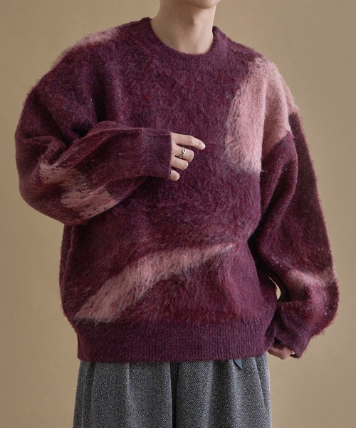 epnok(エプノック)の「アブストラクトルーズニット(ニット/セーター・メンズ・ネイビー/ブラック/ブラウン/カーキ/ライトブルー/グレー/アッシュブラウン/レッド/ピンク系1/ブラック系1/グレー系1/ベージュ/ライトグレー・SMALL/MEDIUM/LARGE)」の12枚目の写真