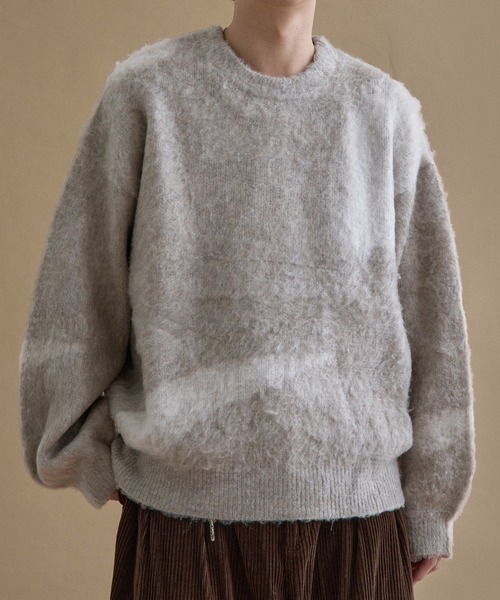 epnok(エプノック)の「アブストラクトルーズニット(ニット/セーター・メンズ・ネイビー/ブラック/ブラウン/カーキ/ライトブルー/グレー/アッシュブラウン/レッド/ピンク系1/ブラック系1/グレー系1/ベージュ/ライトグレー・SMALL/MEDIUM/LARGE)」の8枚目の写真