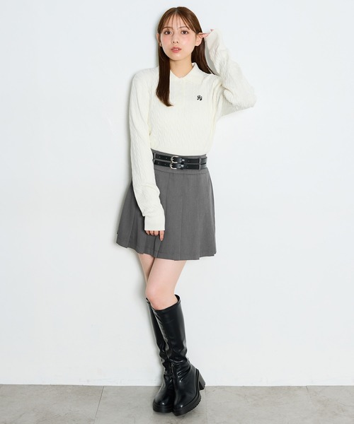 INGNI（イング）の「ケーブル長袖ポロニット（ニット/セーター・レディース・オフホワイト/ブラック/チャコールグレー・M）」の17枚目の写真