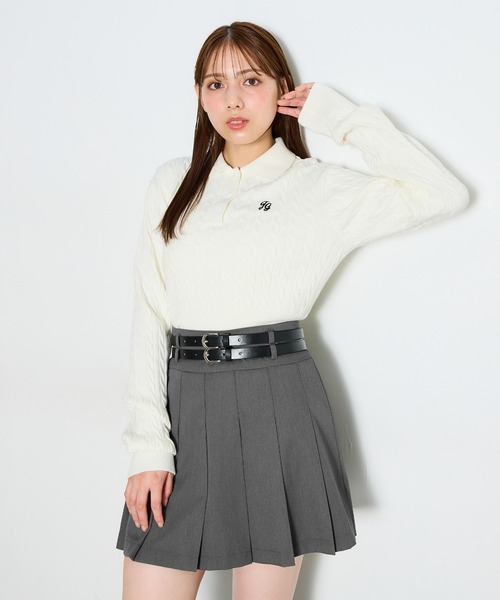 INGNI（イング）の「ケーブル長袖ポロニット（ニット/セーター・レディース・オフホワイト/ブラック/チャコールグレー・M）」の18枚目の写真