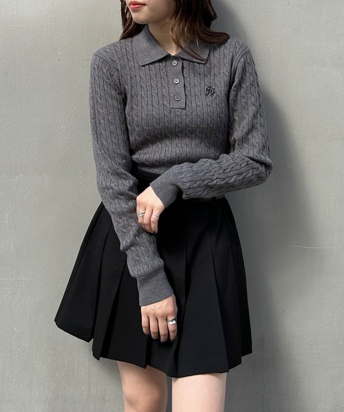 INGNI（イング）の「ケーブル長袖ポロニット（ニット/セーター・レディース・オフホワイト/ブラック/チャコールグレー・M）」の22枚目の写真