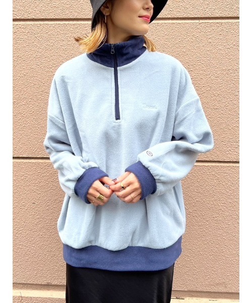 LEPSIM（レプシィム）の「【DISCUS／ディスカス】ハーフZIPプルオーバー　906618（Tシャツ/カットソー・レディース・ブラック/ライトブルー/アイボリー/ブルー・FREE）」の4枚目の写真