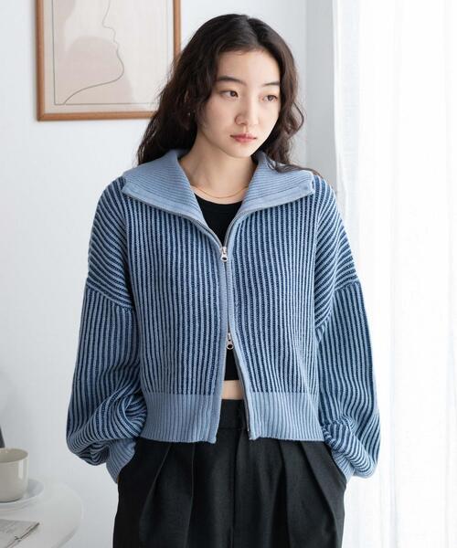 WEGO(ウィゴー)の「WEGO/ダブルジップショートカーデ(カーディガン/ボレロ・レディース・アイボリー/ブラック/ブルー/ベージュ・FREE)」の1枚目の写真