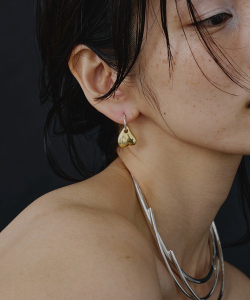 セール】【金属アレルギー対応】Heart Asymmetry Earing/ハート
