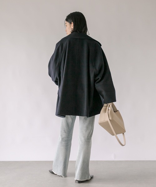 RIVE DROITE（リヴドロワ）の「オーバーハーフコート（ピーコート・レディース・ネイビー/キャメル・FREE）」の7枚目の写真