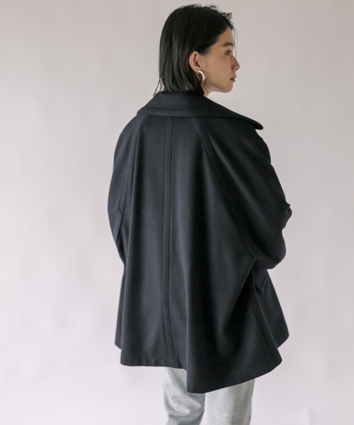 RIVE DROITE（リヴドロワ）の「オーバーハーフコート（ピーコート・レディース・ネイビー/キャメル・FREE）」の10枚目の写真