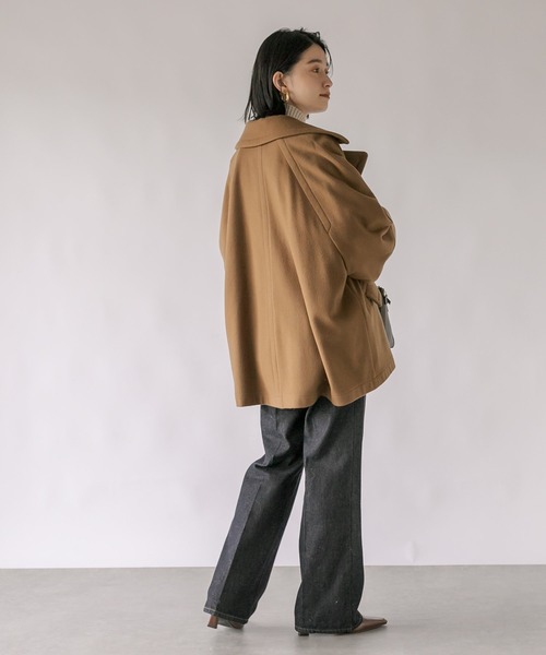 RIVE DROITE（リヴドロワ）の「オーバーハーフコート（ピーコート・レディース・ネイビー/キャメル・FREE）」の16枚目の写真