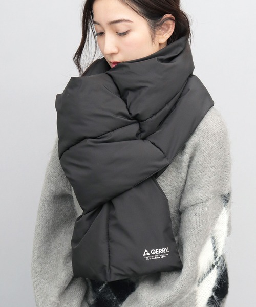 マフラー 30×182cm グレー ブラック ビッグシルエット 中綿 タフタポリ ダウンマフラー（マフラー）｜GERRY