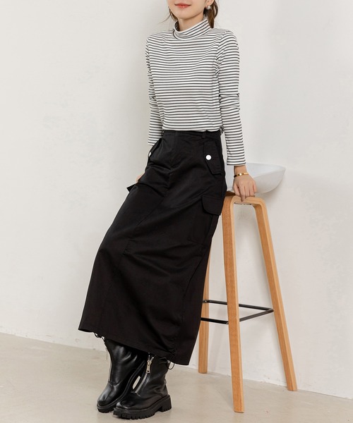 DAY CLOSET(デイ クローゼット)の「【大きいサイズ有/2wayドローコード調節可】ネオミリタリーAラインロングカーゴスカート レディース(スカート・レディース・グレー/オフホワイト/ブラック/カーキ・2XL/M/S/XL/L)」の19枚目の写真