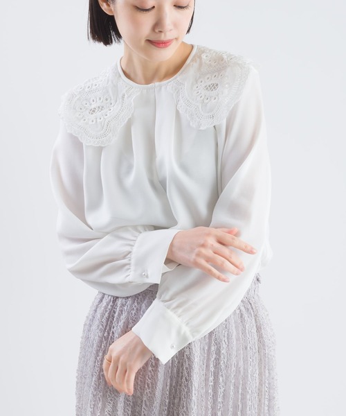 PICCIN（ピッチン）の「レース襟付きジョーゼットブラウス（シャツ/ブラウス・レディース・オフホワイト・M）」の16枚目の写真