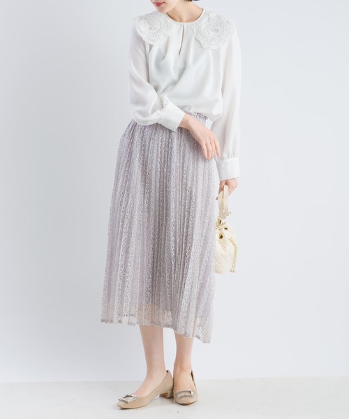 PICCIN（ピッチン）の「レース襟付きジョーゼットブラウス（シャツ/ブラウス・レディース・オフホワイト・M）」の9枚目の写真