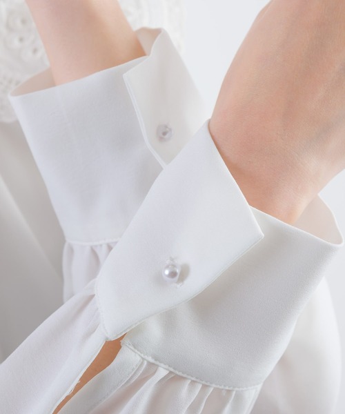 PICCIN（ピッチン）の「レース襟付きジョーゼットブラウス（シャツ/ブラウス・レディース・オフホワイト・M）」の12枚目の写真