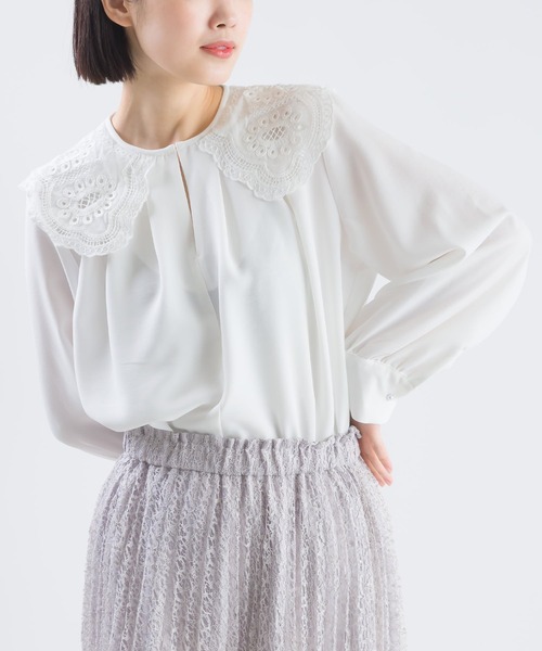 PICCIN（ピッチン）の「レース襟付きジョーゼットブラウス（シャツ/ブラウス・レディース・オフホワイト・M）」の17枚目の写真