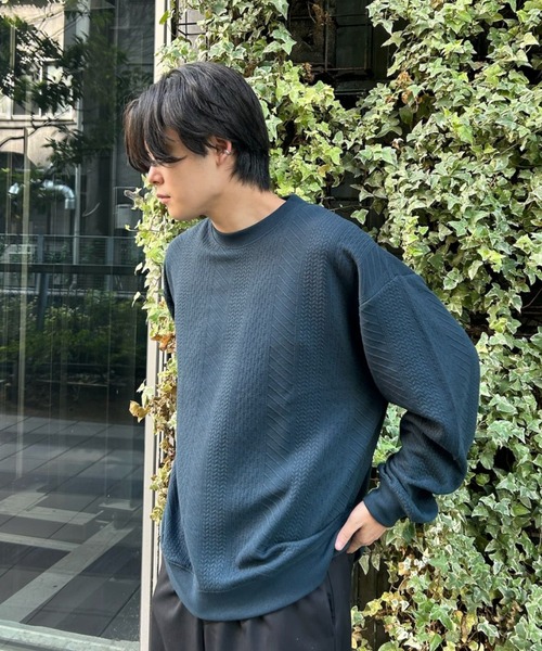 B.R.U(ブル)の「ニット風プルオーバースウェット / ニュアンス / トレーナー(スウェット・メンズ・アイボリー/グレー/ブラック/ダークグリーン・L)」の16枚目の写真